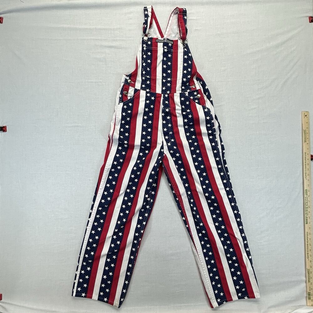 Game Bibs Overalls Small Red White Striped Gameday Tailgate Flag Patriotic UWM